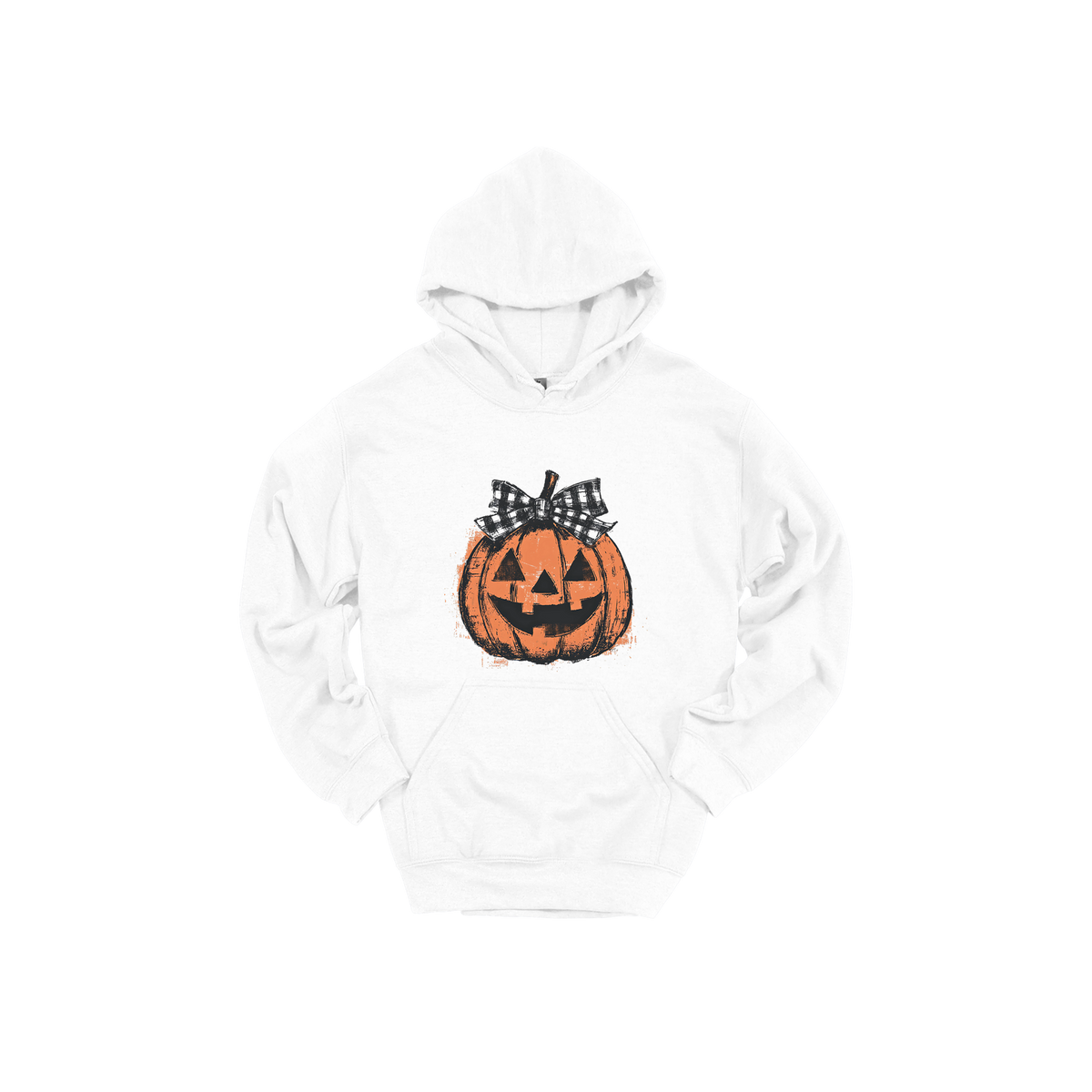 Pumpkin Face Apparel — white adult-hoodie front