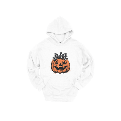 Pumpkin Face Apparel — white adult-hoodie front