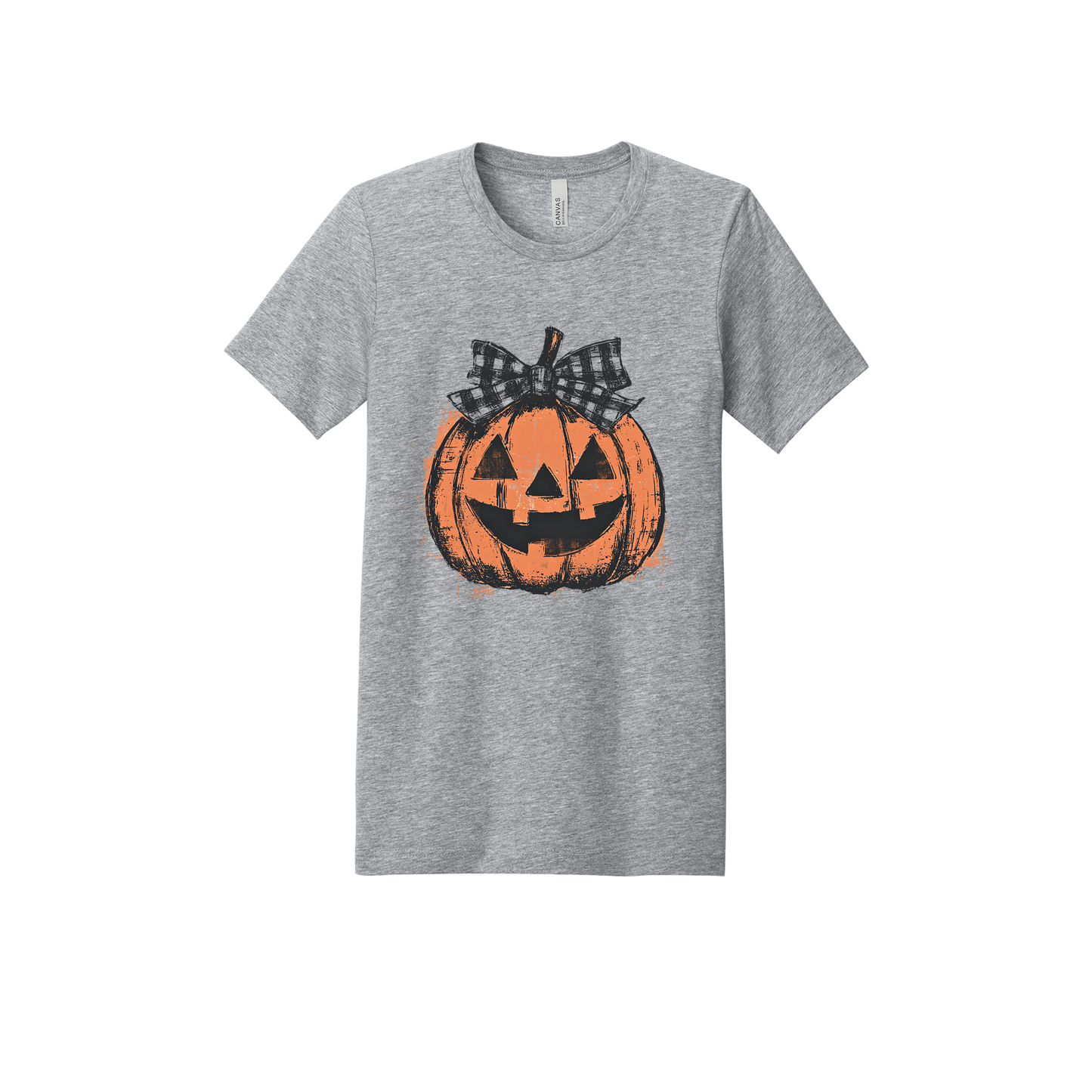 Pumpkin Face Apparel — gray adult-tee front