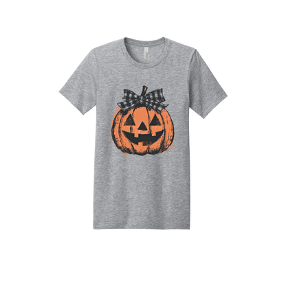 Pumpkin Face Apparel — gray adult-tee front