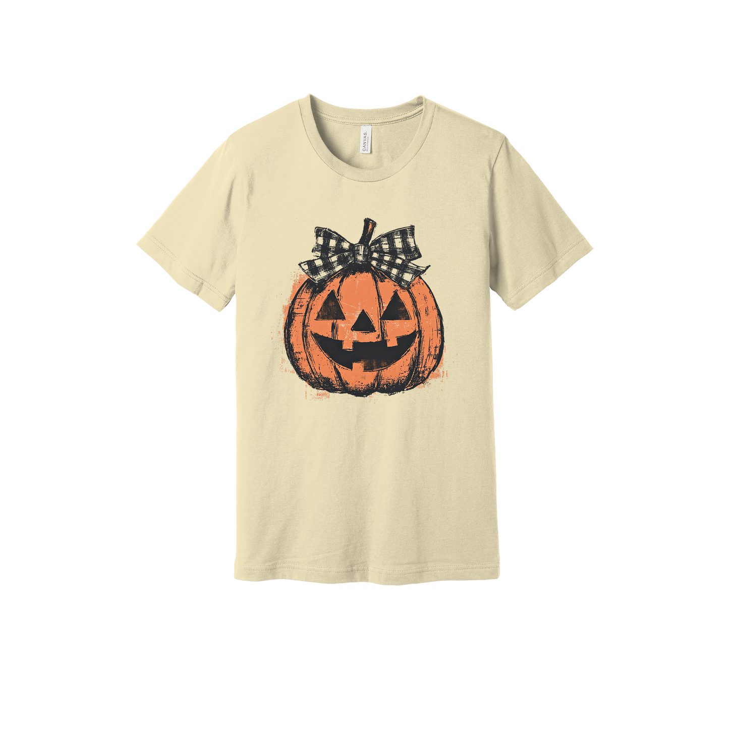 Pumpkin Face Apparel — tan adult-tee front