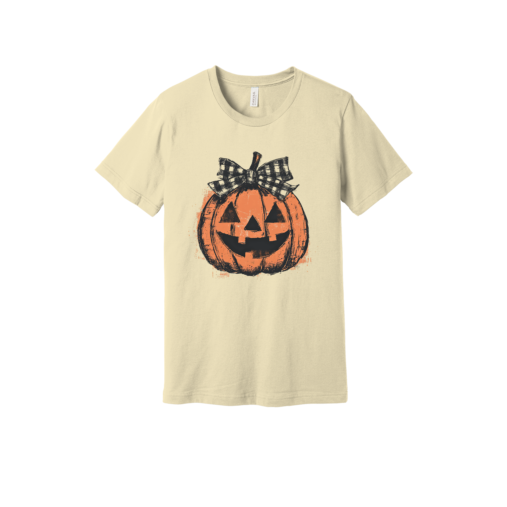 Pumpkin Face Apparel — tan adult-tee front