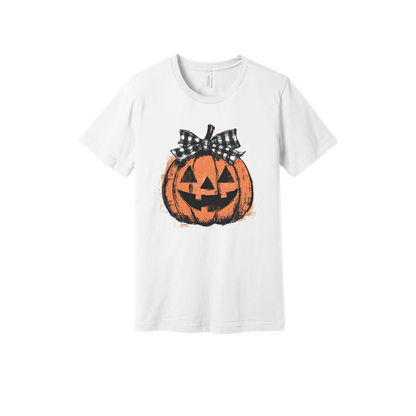 Pumpkin Face Apparel — white adult-tee front