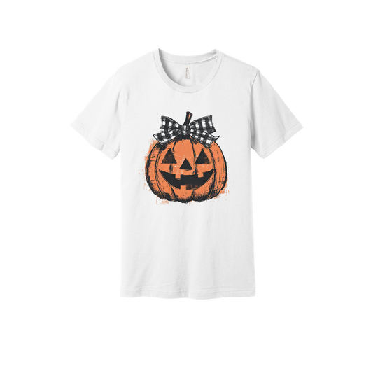Pumpkin Face Apparel — white adult-tee front