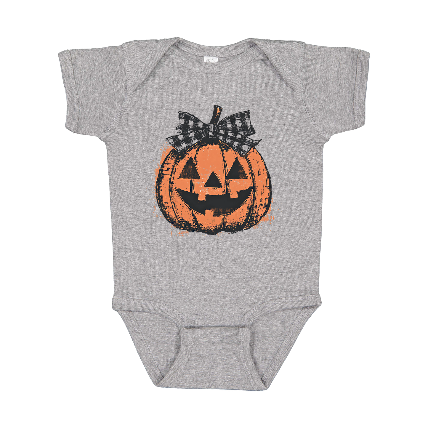 Pumpkin Face Apparel — gray infant-onesie front