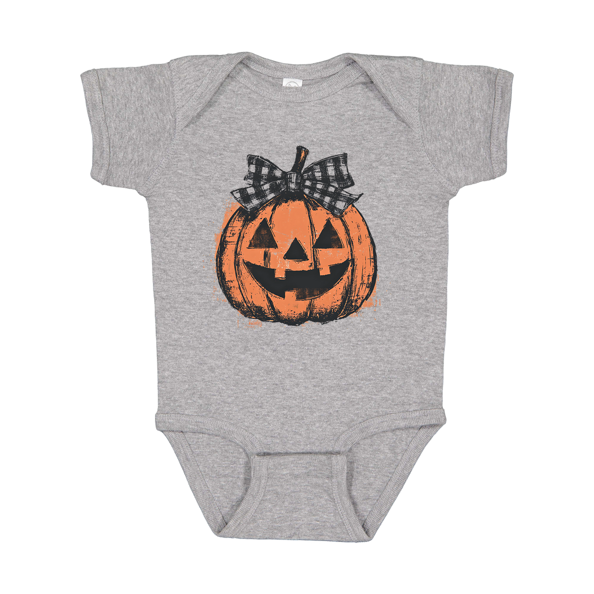 Pumpkin Face Apparel — gray infant-onesie front