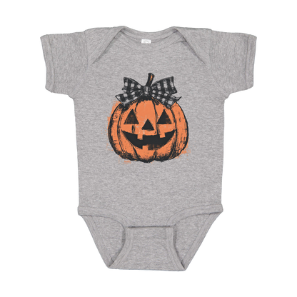 Pumpkin Face Apparel — gray infant-onesie front