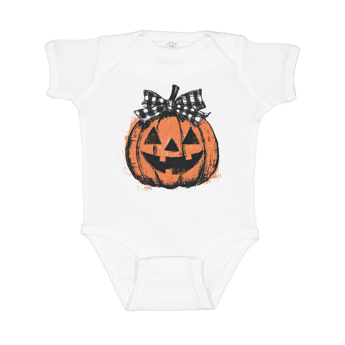 Pumpkin Face Apparel — white infant-onesie front