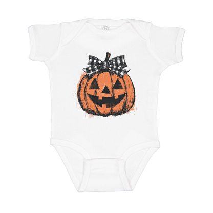 Pumpkin Face Apparel — white infant-onesie front