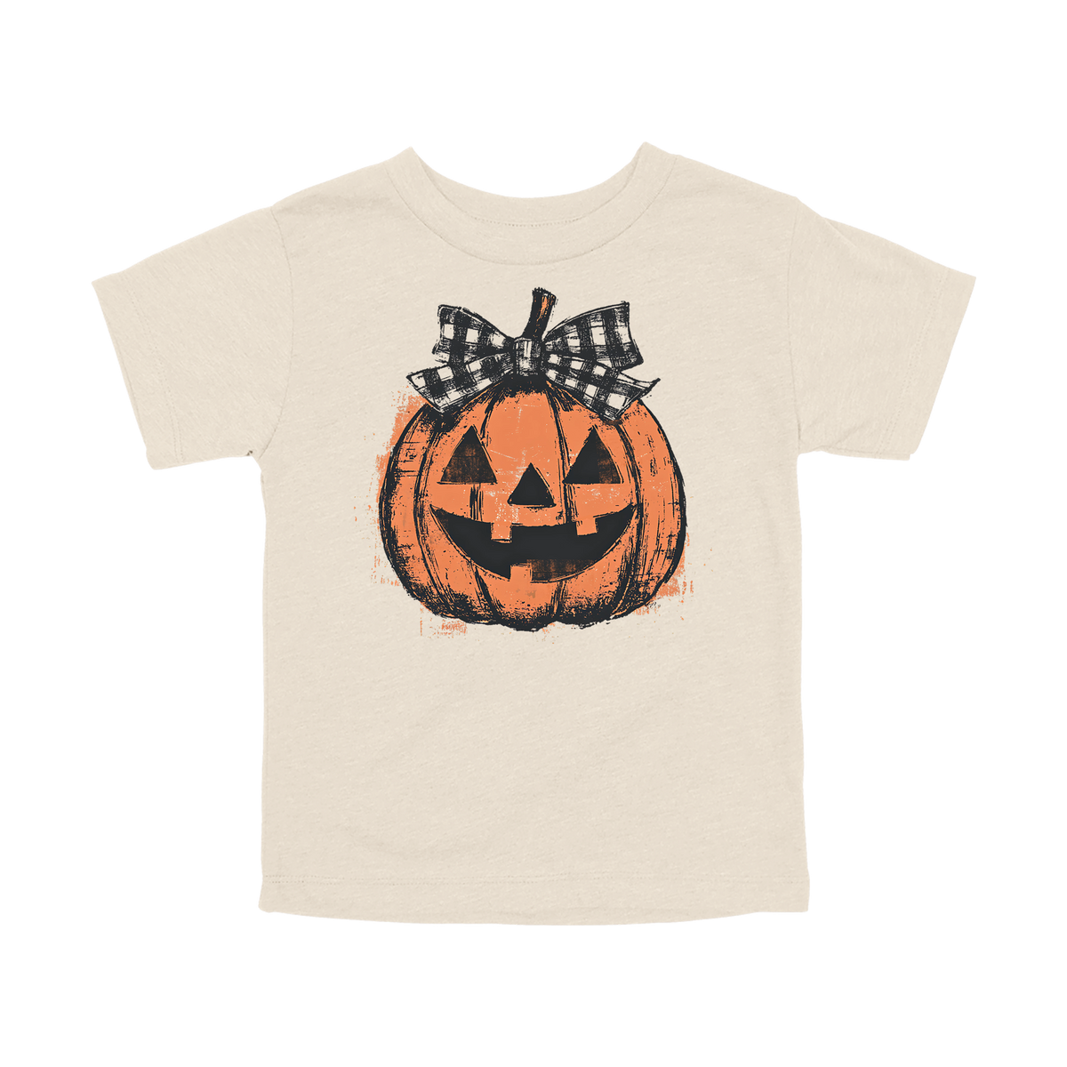 Pumpkin Face Apparel — tan toddler-tee front