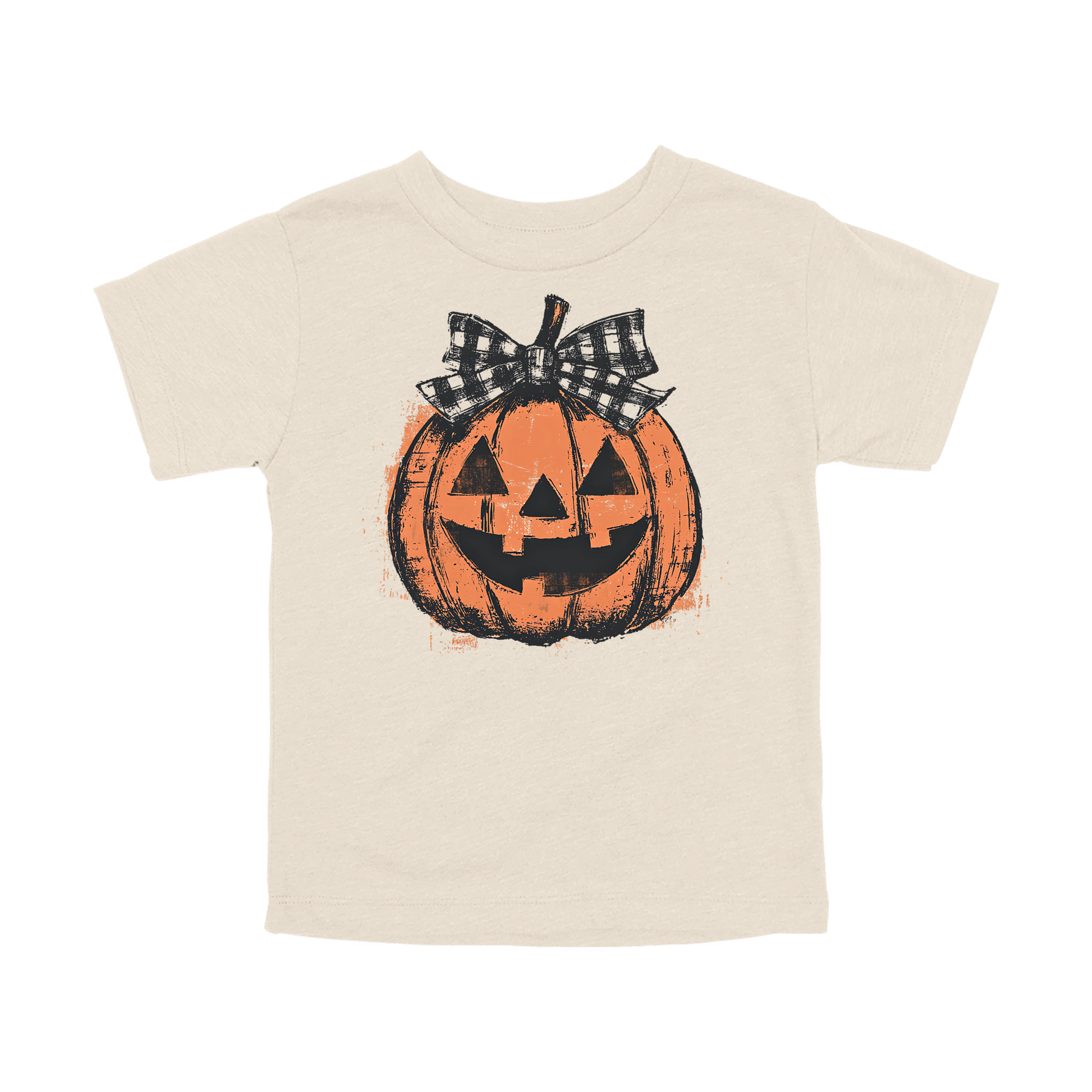 Pumpkin Face Apparel — tan toddler-tee front