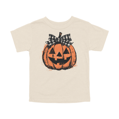 Pumpkin Face Apparel — tan toddler-tee front
