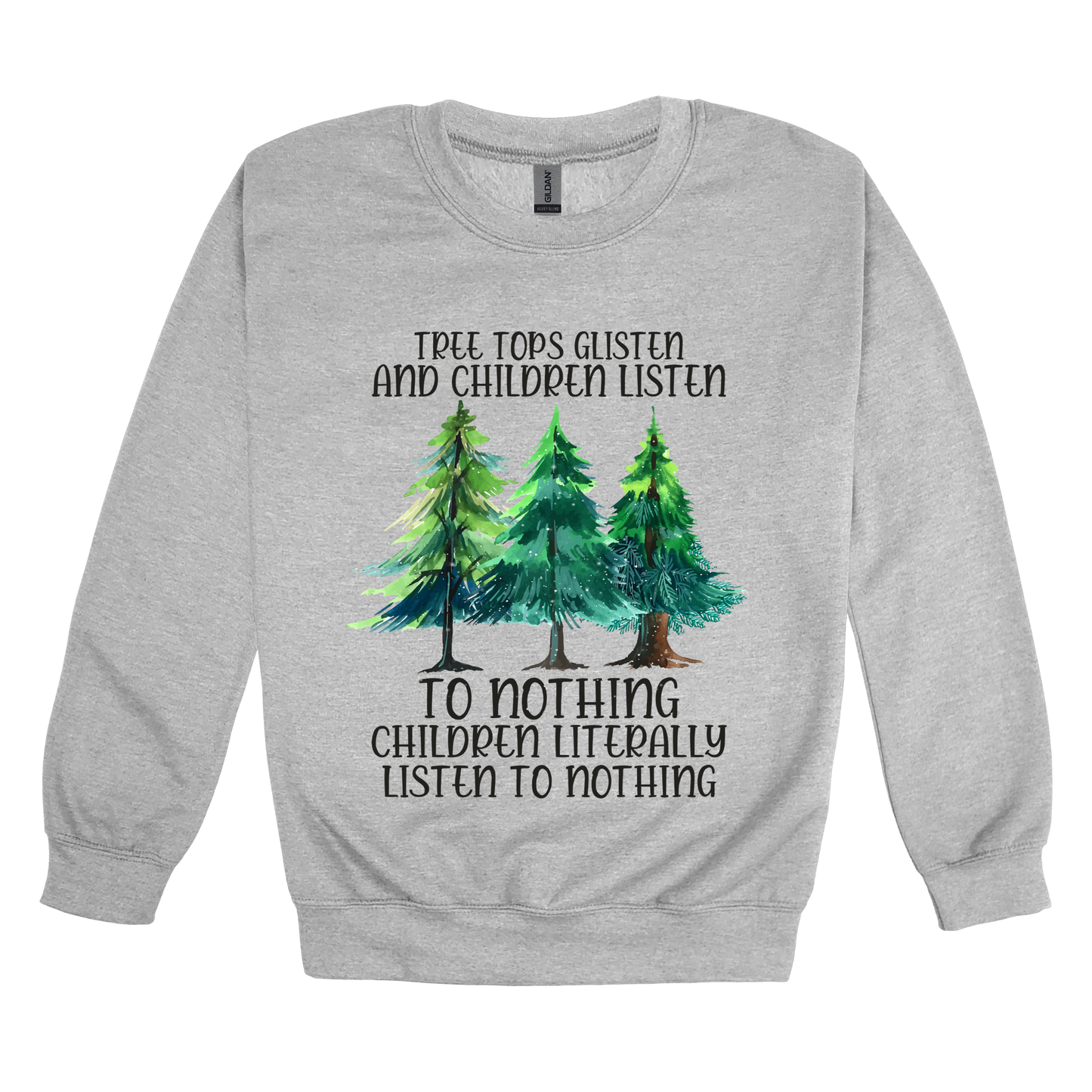 Tree 1 Apparel — gray adult-crewneck front