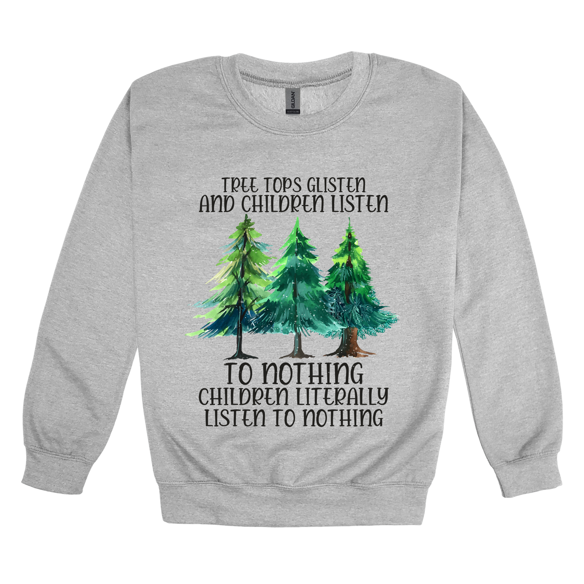Tree 1 Apparel — gray adult-crewneck front