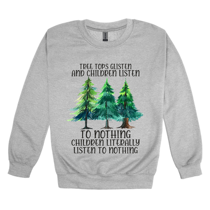 Tree 1 Apparel — gray adult-crewneck front