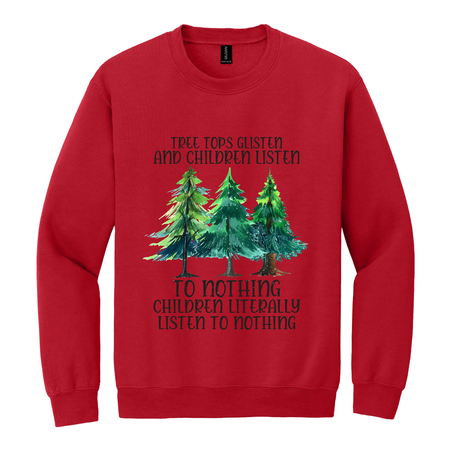 Tree 1 Apparel — red adult-crewneck front