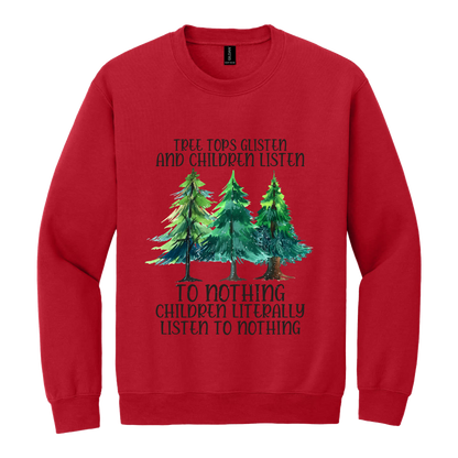 Tree 1 Apparel — red adult-crewneck front