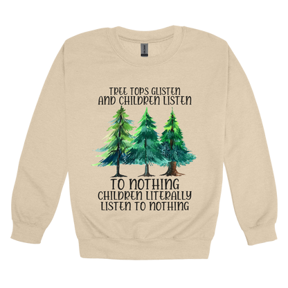Tree 1 Apparel — tan adult-crewneck front