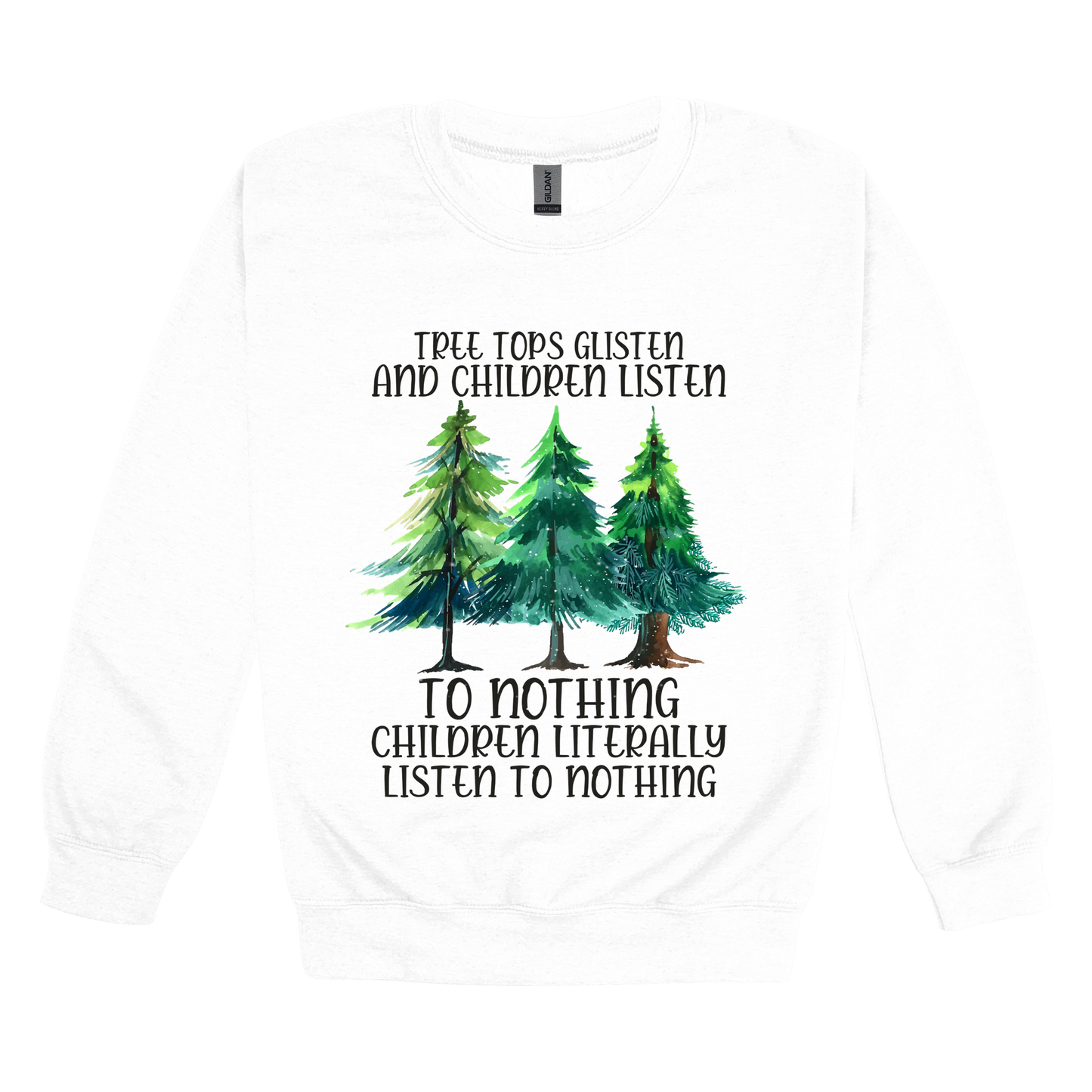 Tree 1 Apparel — white adult-crewneck front