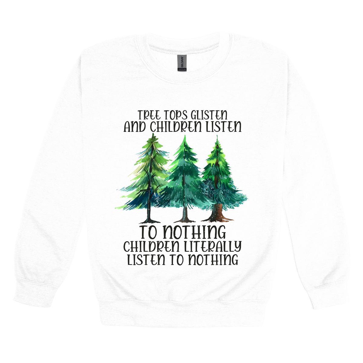Tree 1 Apparel — white adult-crewneck front