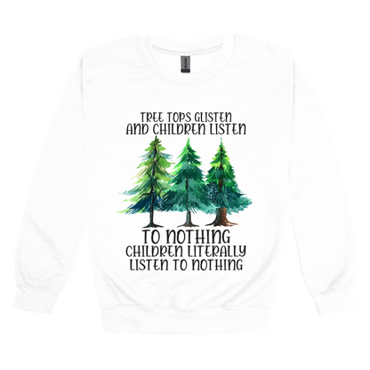 Tree 1 Apparel — white adult-crewneck front