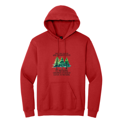 Tree 1 Apparel — red adult-hoodie front