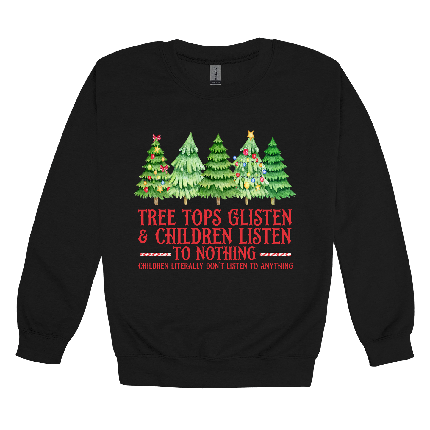 Tree 3 Apparel — black adult-crewneck front