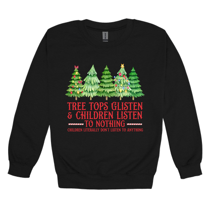Tree 3 Apparel — black adult-crewneck front