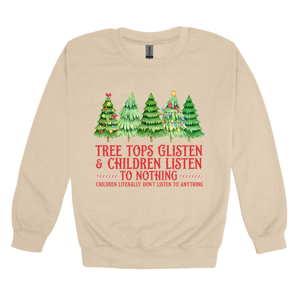 Tree 3 Apparel — tan adult-crewneck front