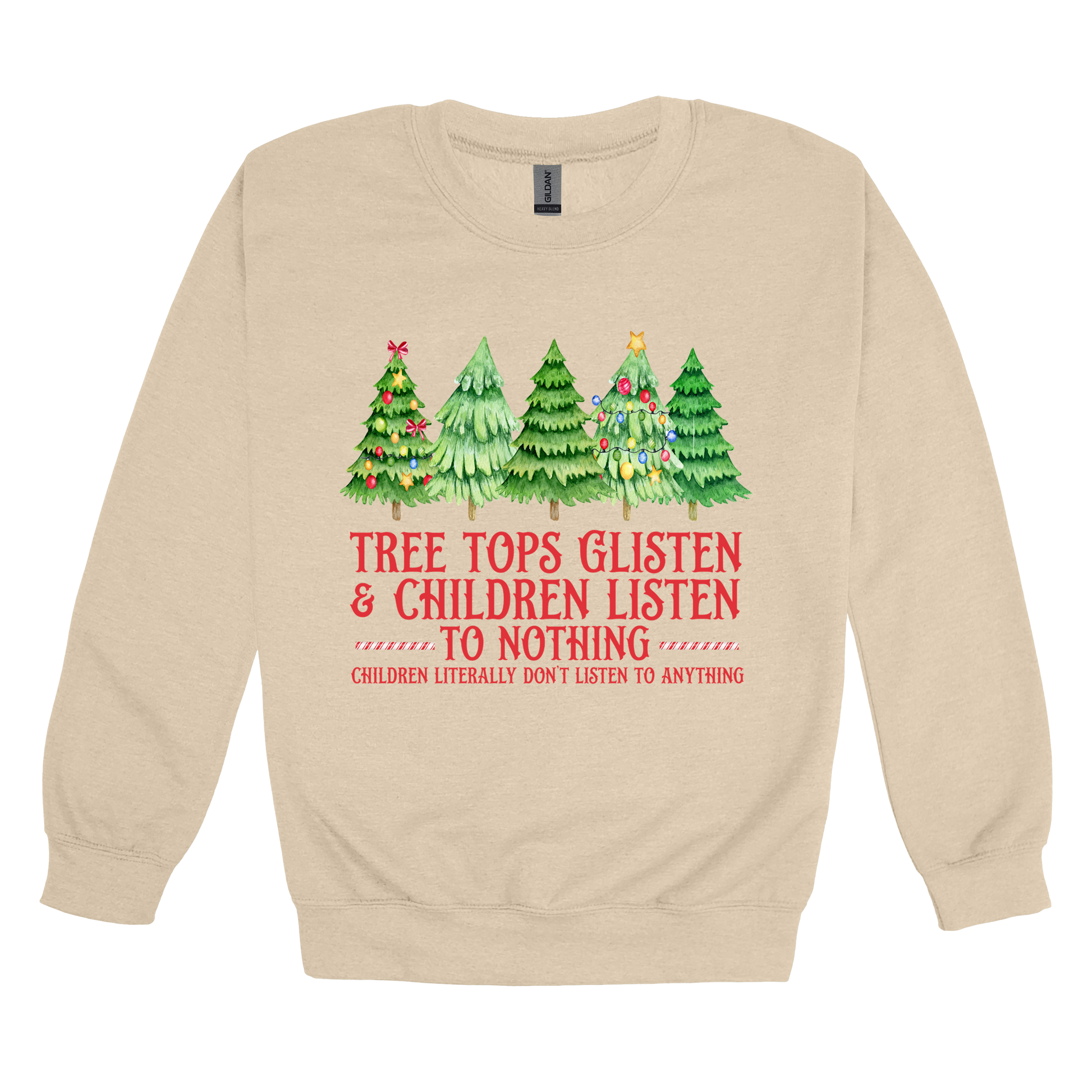 Tree 3 Apparel — tan adult-crewneck front