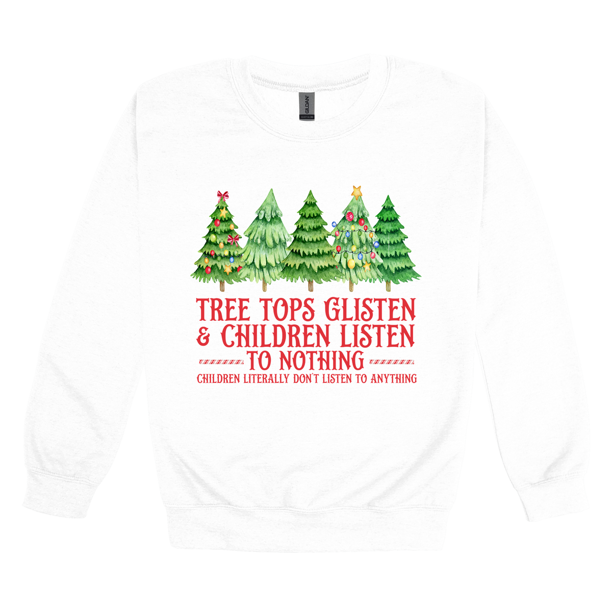 Tree 3 Apparel — white adult-crewneck front