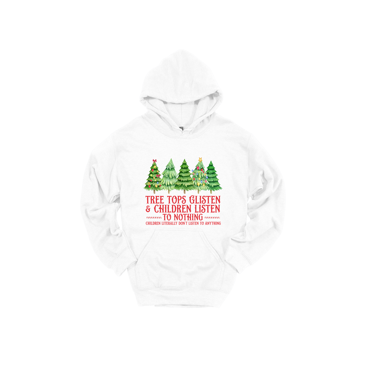 Tree 3 Apparel — white adult-hoodie front