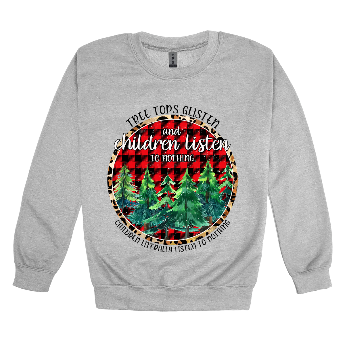 Tree 2 Apparel — gray adult-crewneck front