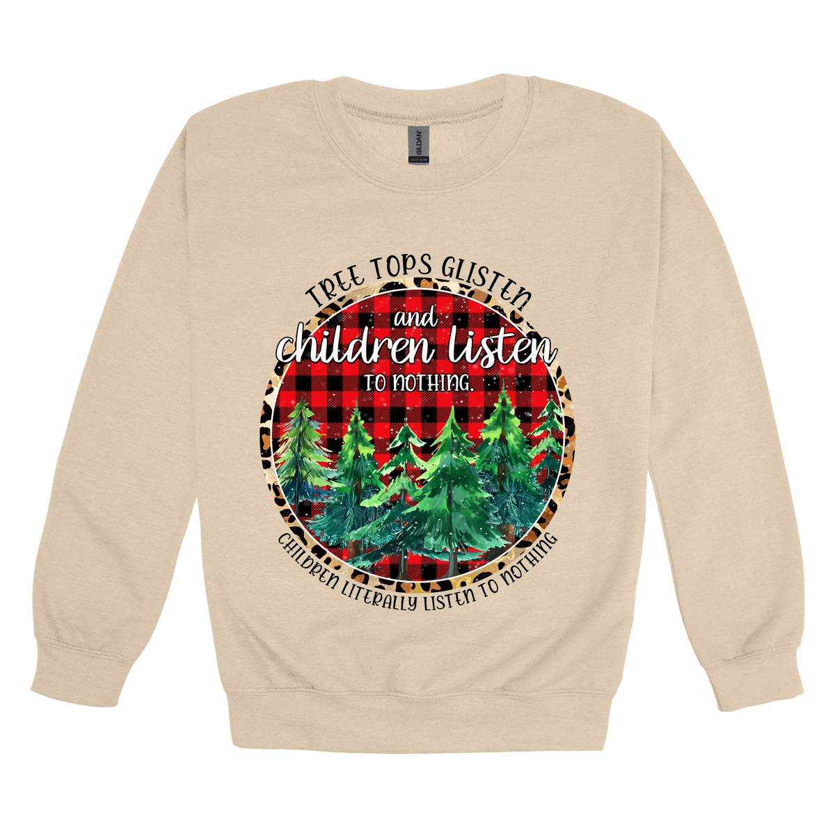 Tree 2 Apparel — tan adult-crewneck front