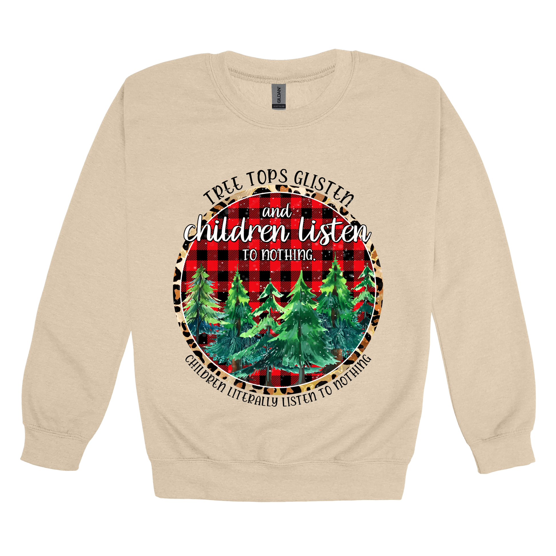 Tree 2 Apparel — tan adult-crewneck front