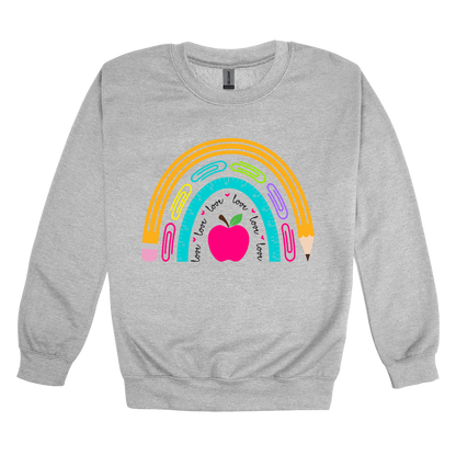 Teacher Rainbow Apparel — gray adult-crewneck front