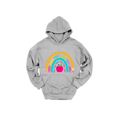 Teacher Rainbow Apparel — gray adult-hoodie front