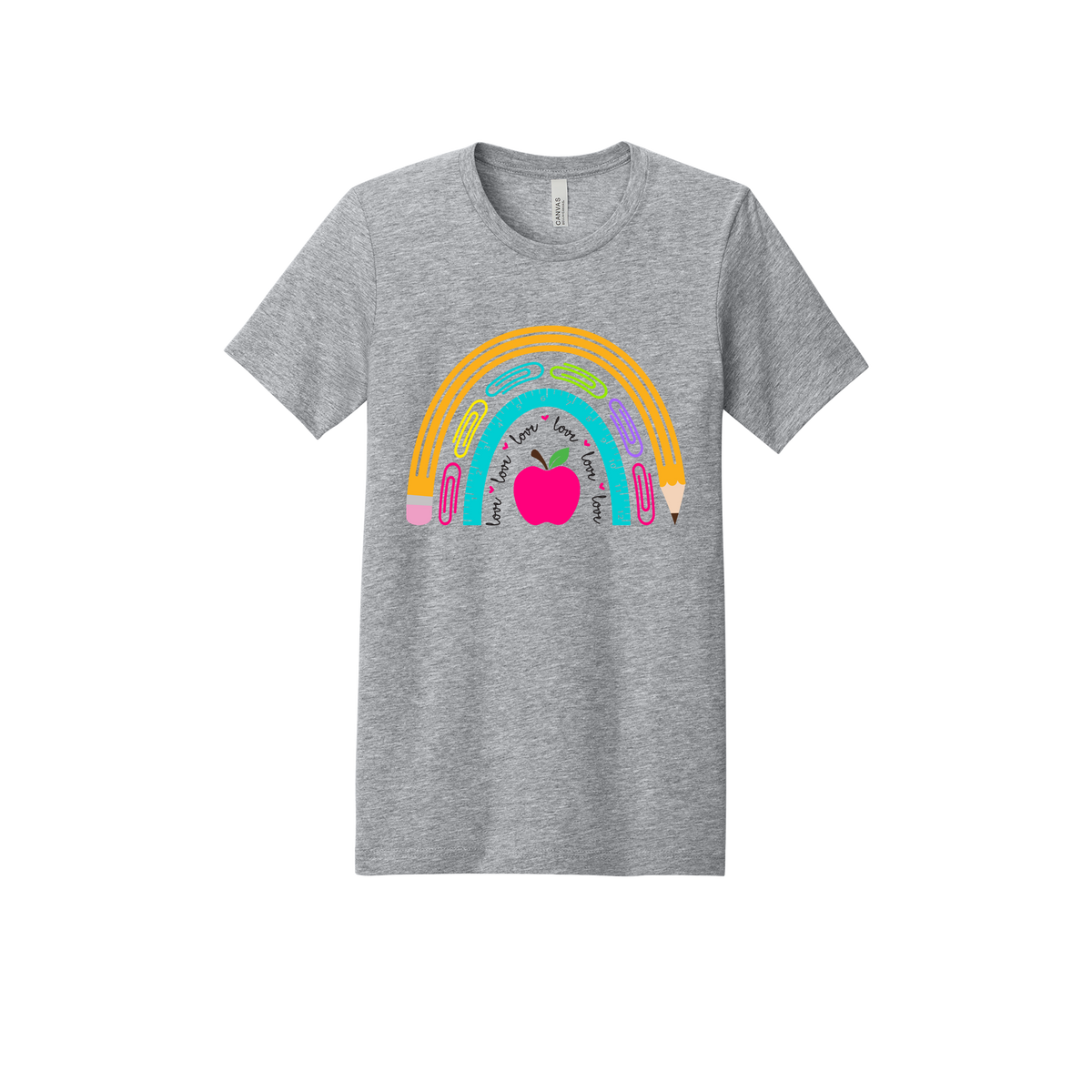 Teacher Rainbow Apparel — gray adult-tee front
