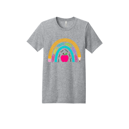 Teacher Rainbow Apparel — gray adult-tee front
