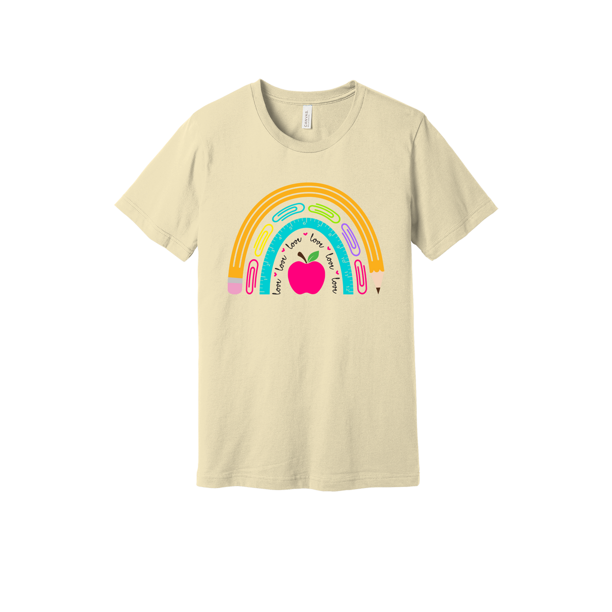 Teacher Rainbow Apparel — tan adult-tee front