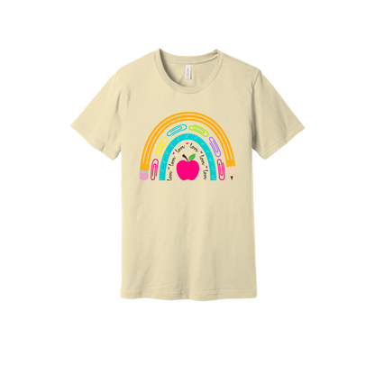 Teacher Rainbow Apparel — tan adult-tee front