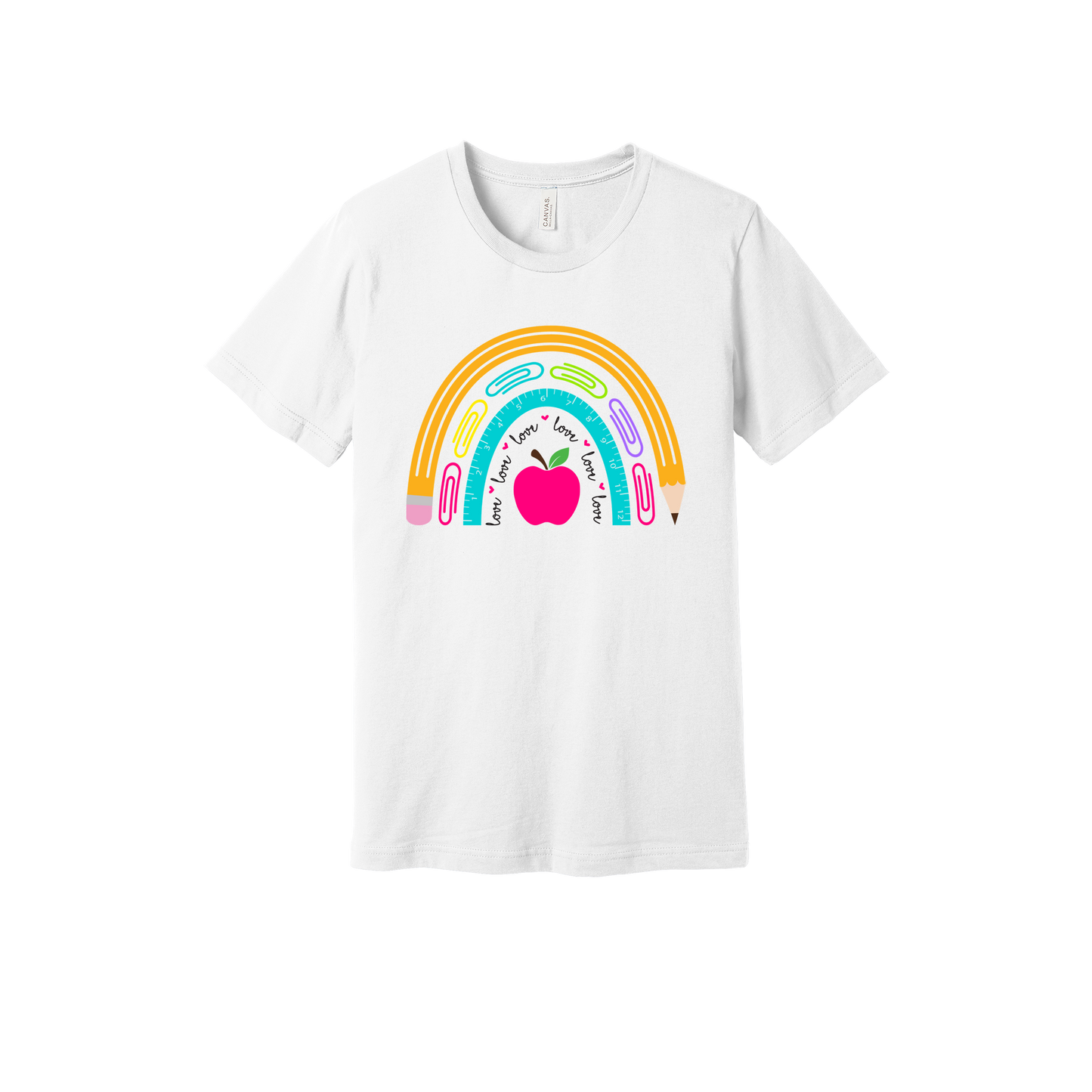 Teacher Rainbow Apparel — white adult-tee front