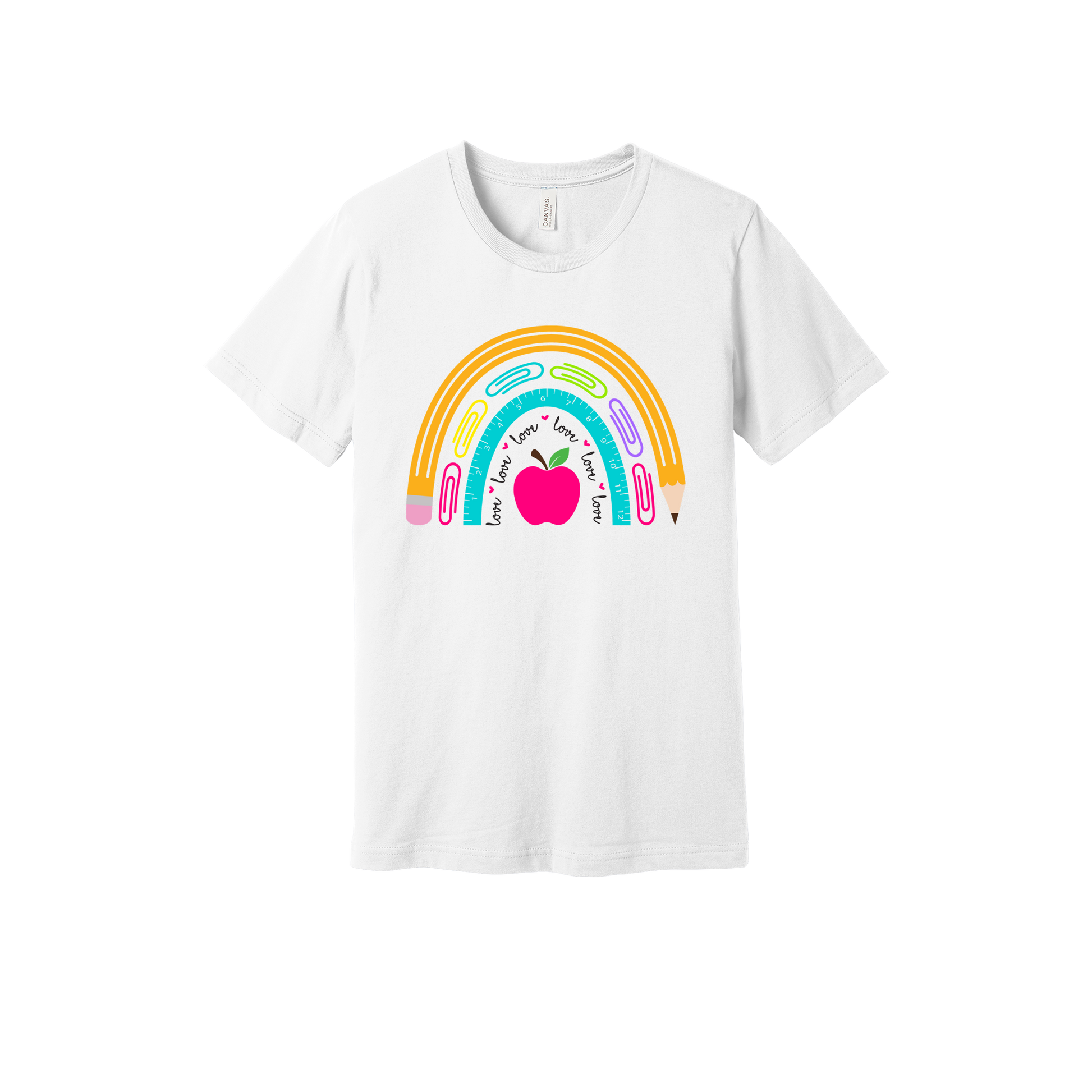 Teacher Rainbow Apparel — white adult-tee front