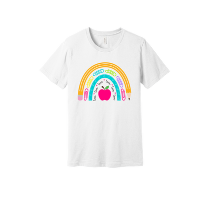 Teacher Rainbow Apparel — white adult-tee front