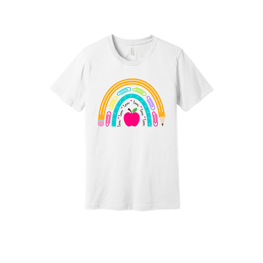 Teacher Rainbow Apparel — white adult-tee front