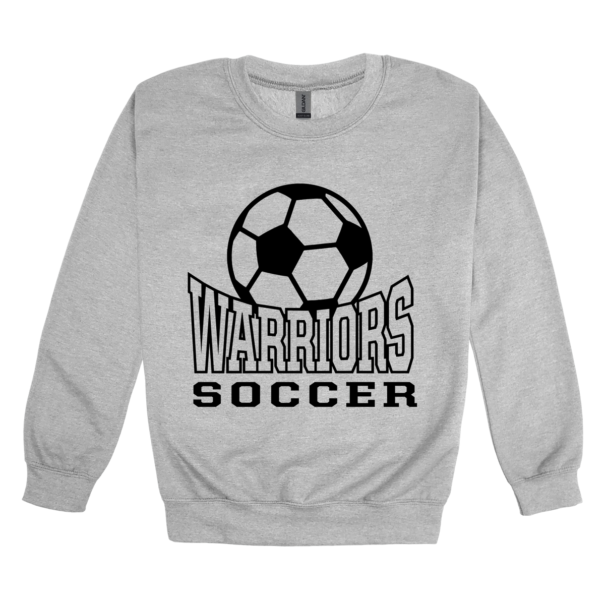 Warriors Soccer Apparel — gray adult-crewneck front
