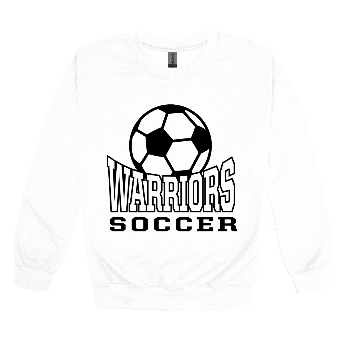 Warriors Soccer Apparel — white adult-crewneck front