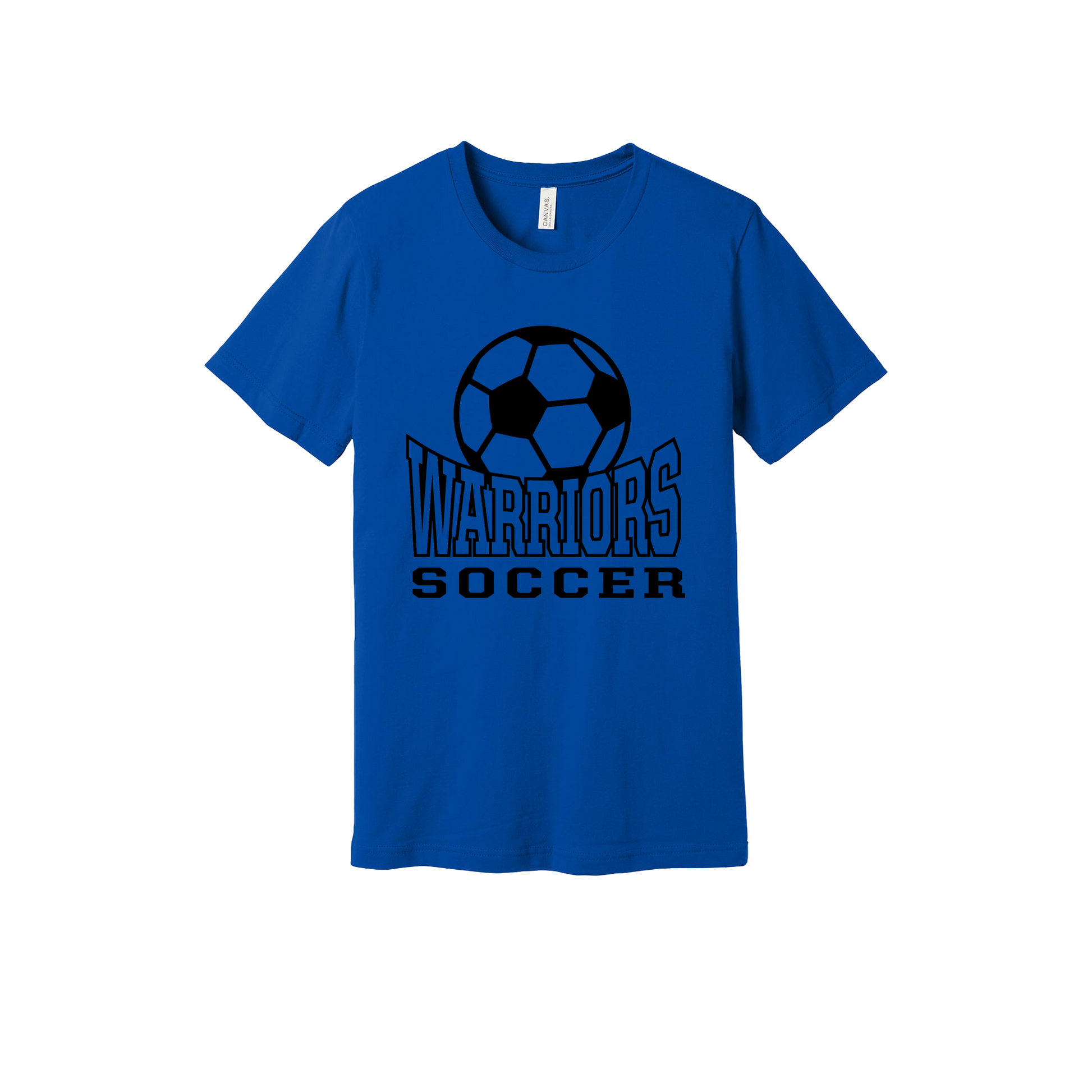 Warriors Soccer Apparel — blue adult-tee front