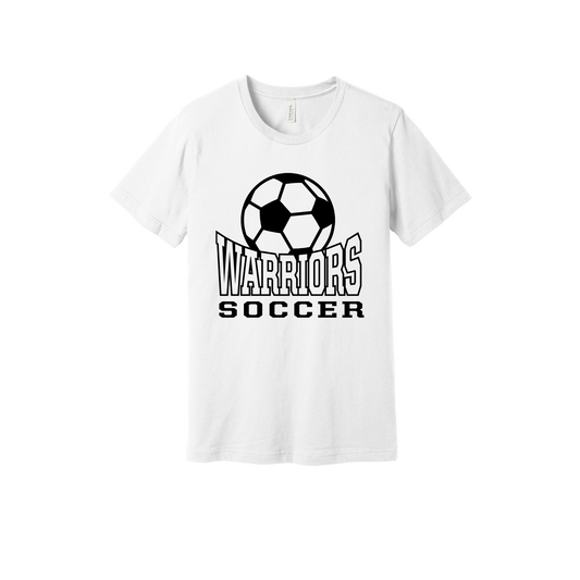 Warriors Soccer Apparel — white adult-tee front