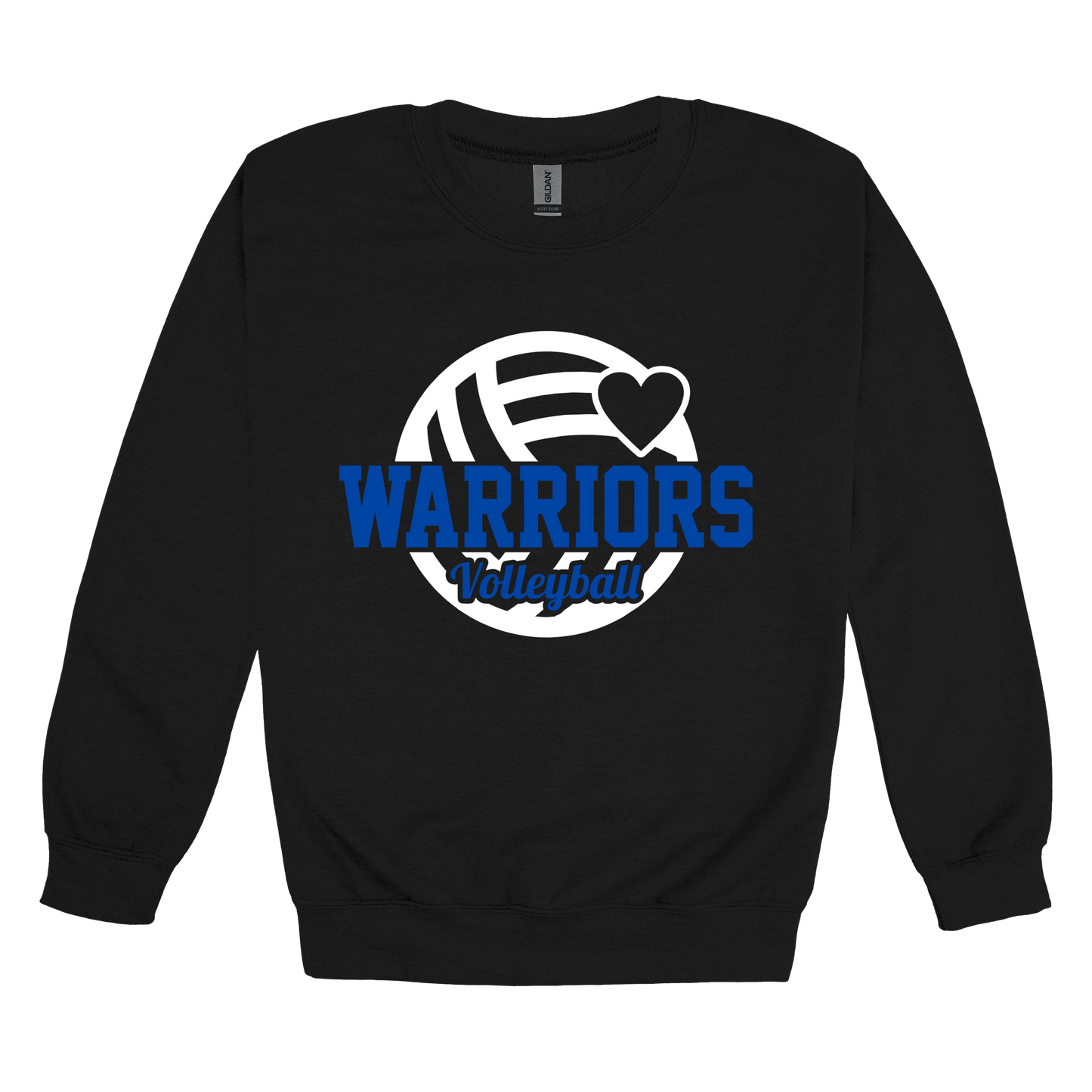Warriors Volleyball Apparel — black adult-crewneck front